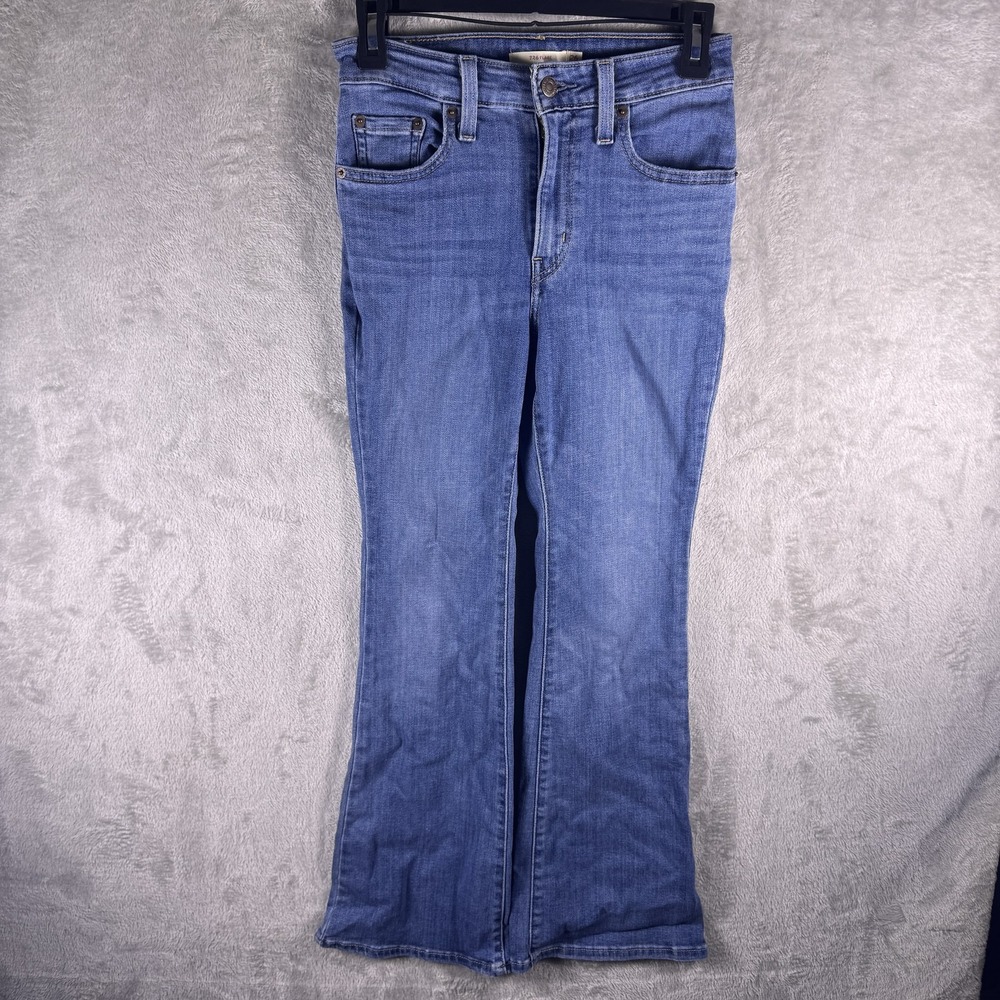 Levi's 726 Flare Jeans Womens 26 Blue Mid Rise Slim Flare Stretch Denim Pants